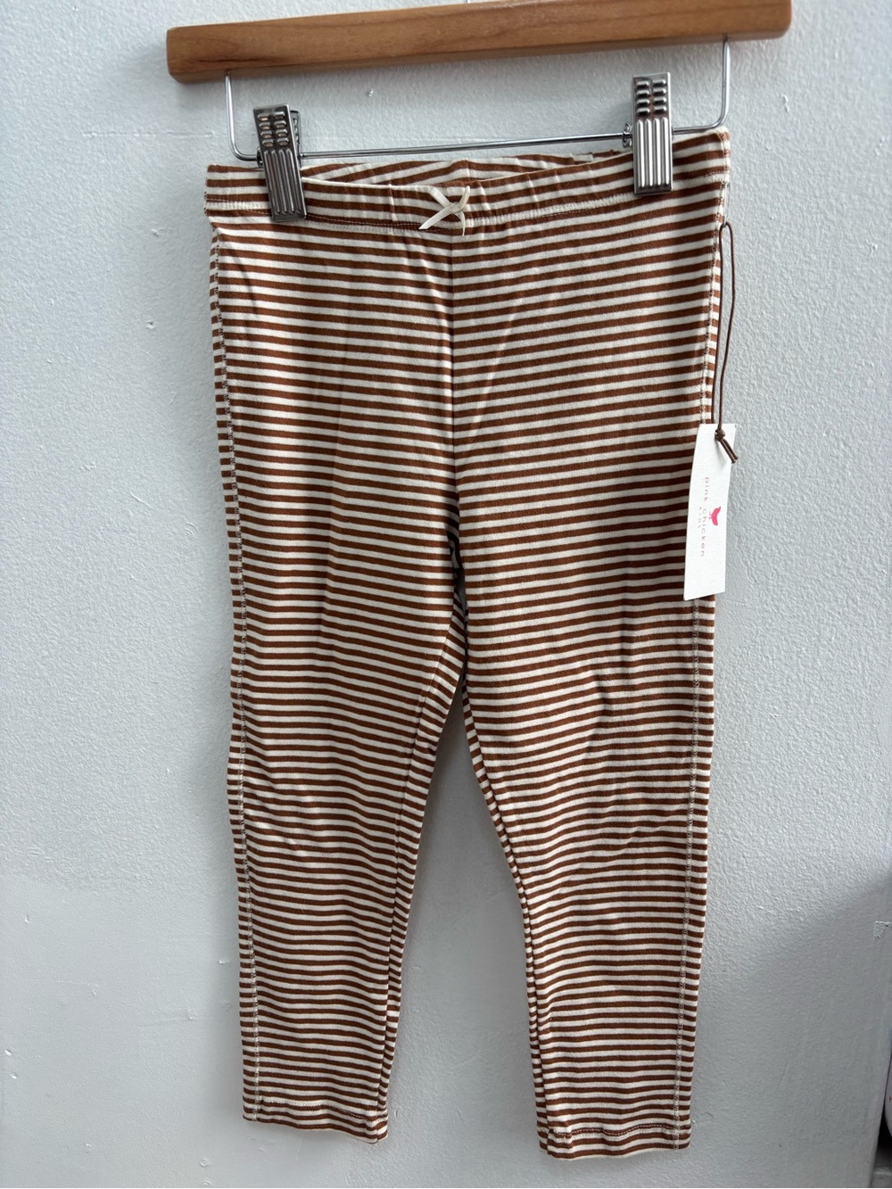 Pink Chicken Kids Striped Brown and Cream Kids Leggings